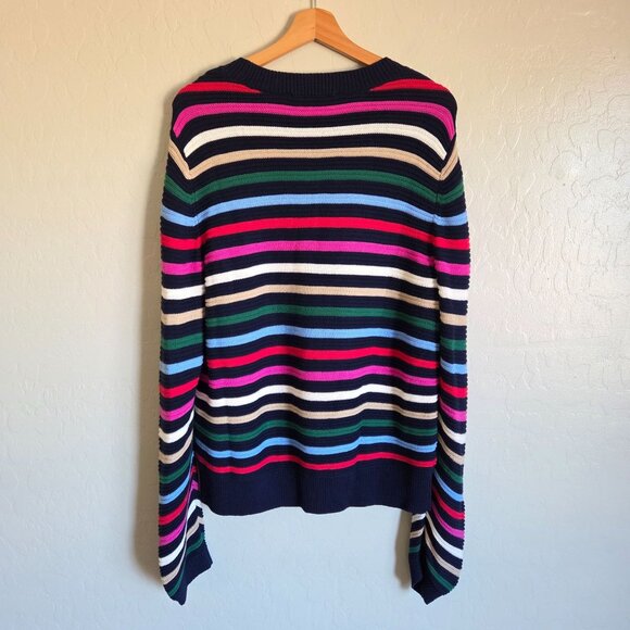 LOFT Multi Rainbow Striped Textured Stitch Sweater Knit Pullover Size Women's XL - Picture 7 of 11